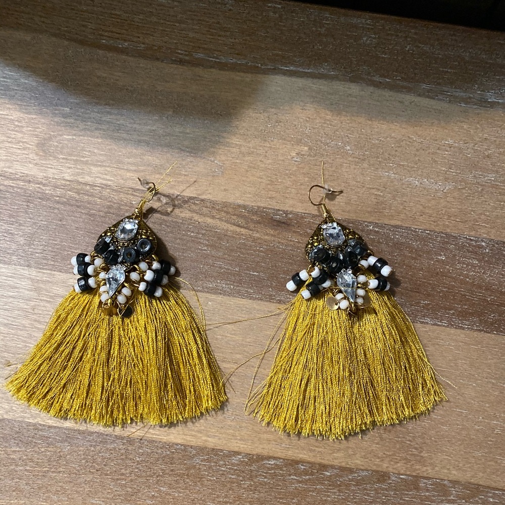 Never been worn (mustard fringe earrings)